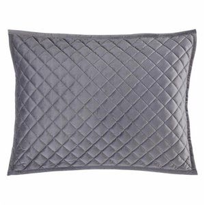 HiEnd Accents VELVET QUILTED SHAM, KING, PR, GREY
